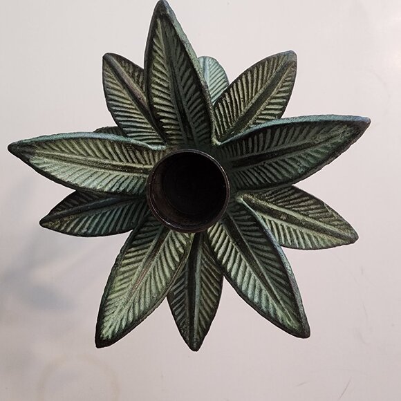 Bronze 9 inch Palm Tree Taper Candle Stick All Metal - Picture 2 of 3